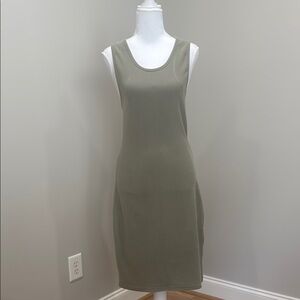 Pink Lily Sage Green Sheath Midi Sleeveless Dress with Scoop Neck